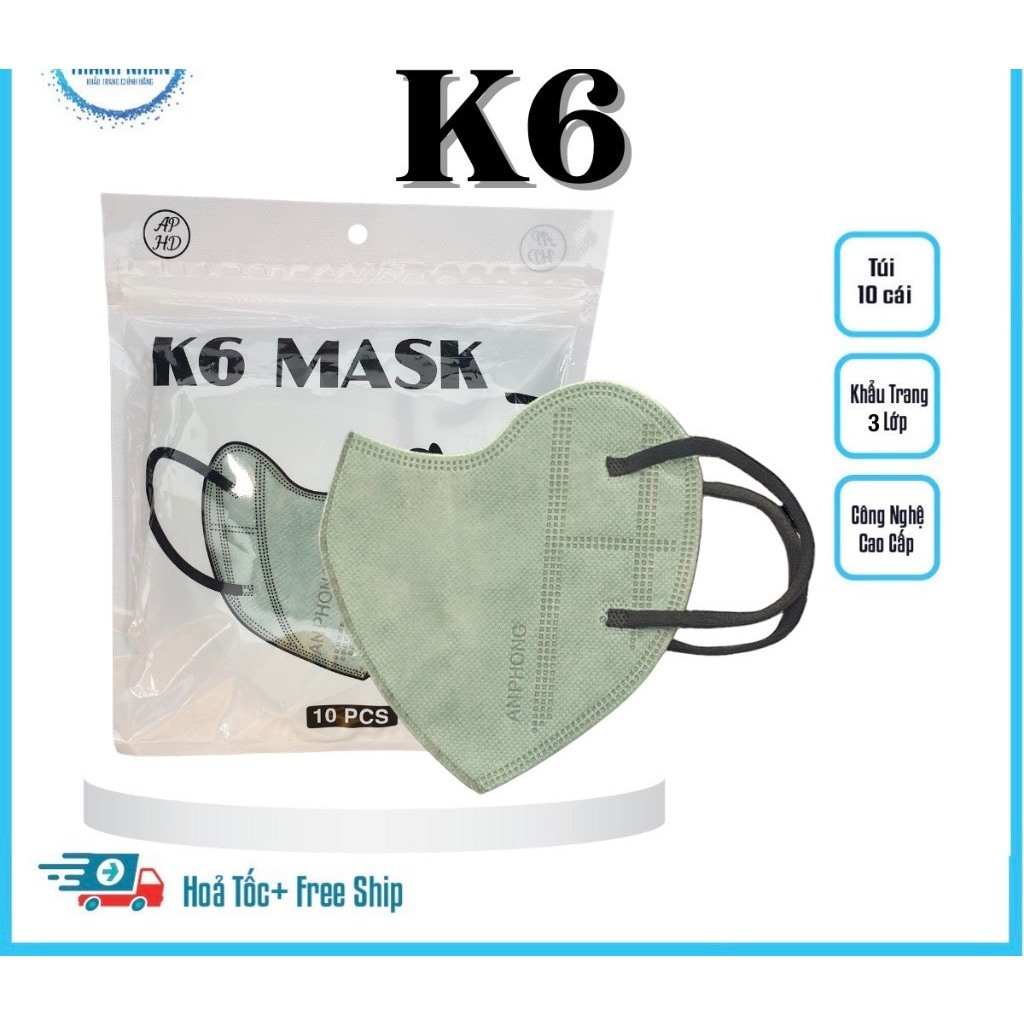 Combo 50 Chiếc Khẩu Trang Thái Lan K6 Careion Kháng Khuẩn, Màu Trend, Dây Đeo Bản To, Khẩu Trang Che Gò Má