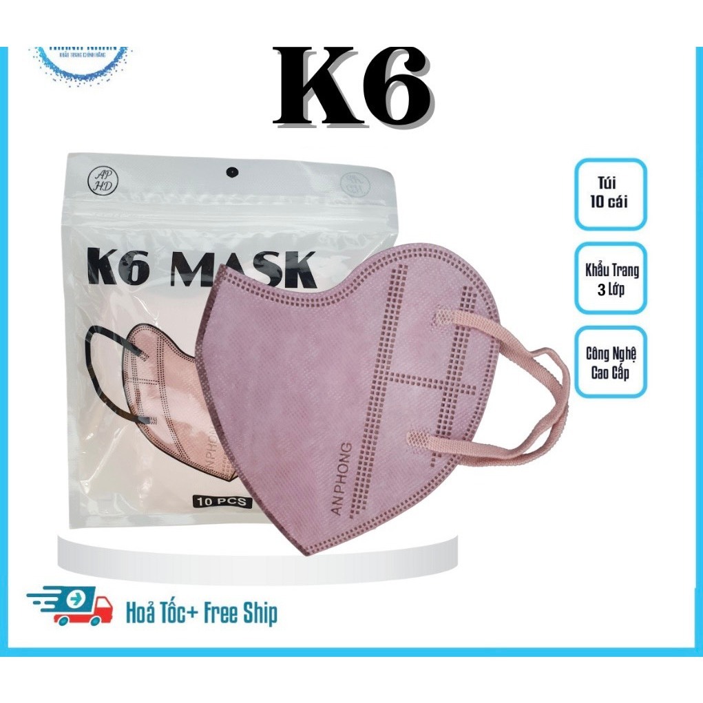 Combo 50 Chiếc Khẩu Trang Thái Lan K6 Careion Kháng Khuẩn, Màu Trend, Dây Đeo Bản To, Khẩu Trang Che Gò Má