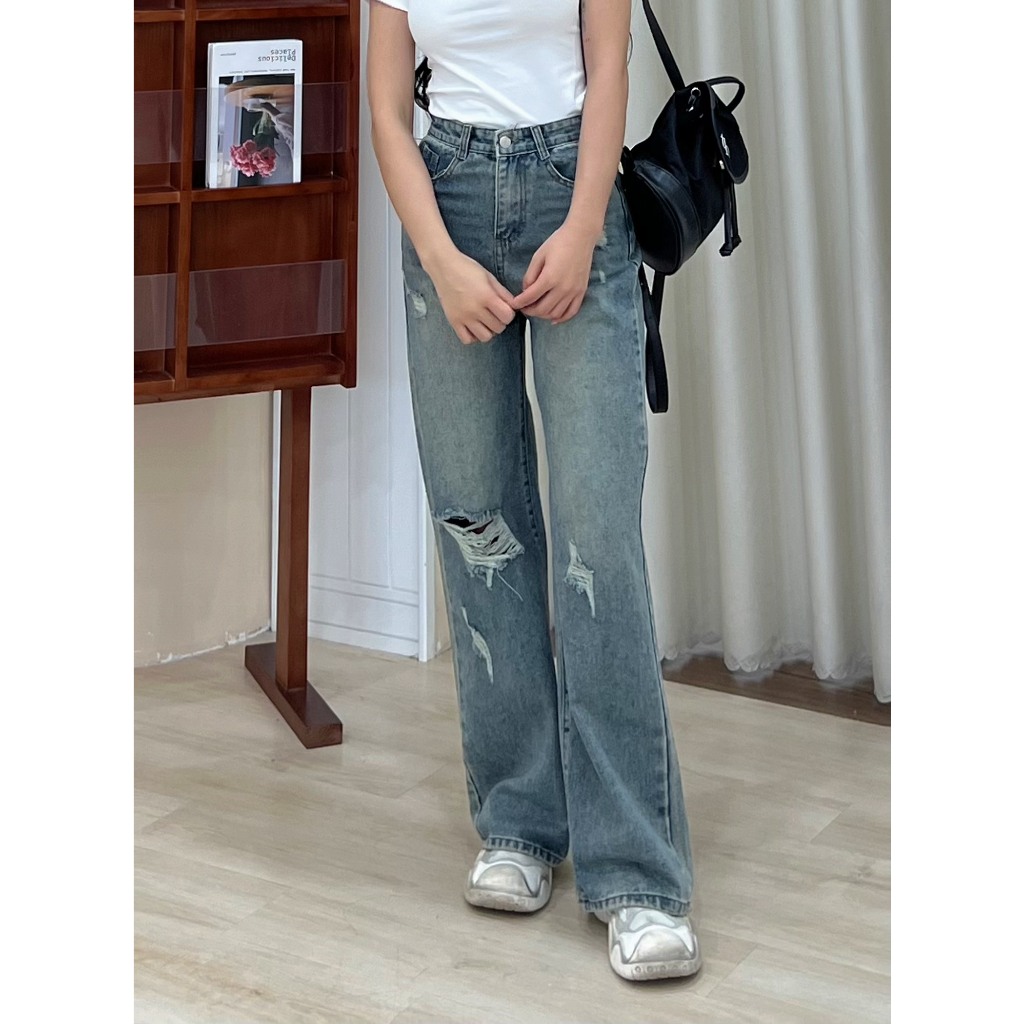 Quần jean rách ống suông phong cách Retro - 247store.vn - Quanjeanrach9301_P4K15