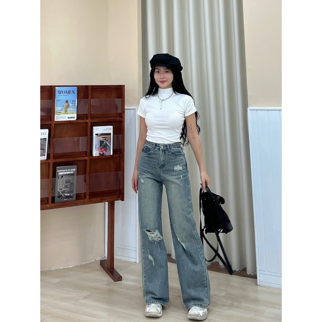 Quần jean rách ống suông phong cách Retro - 247store.vn - Quanjeanrach9301_P4K15