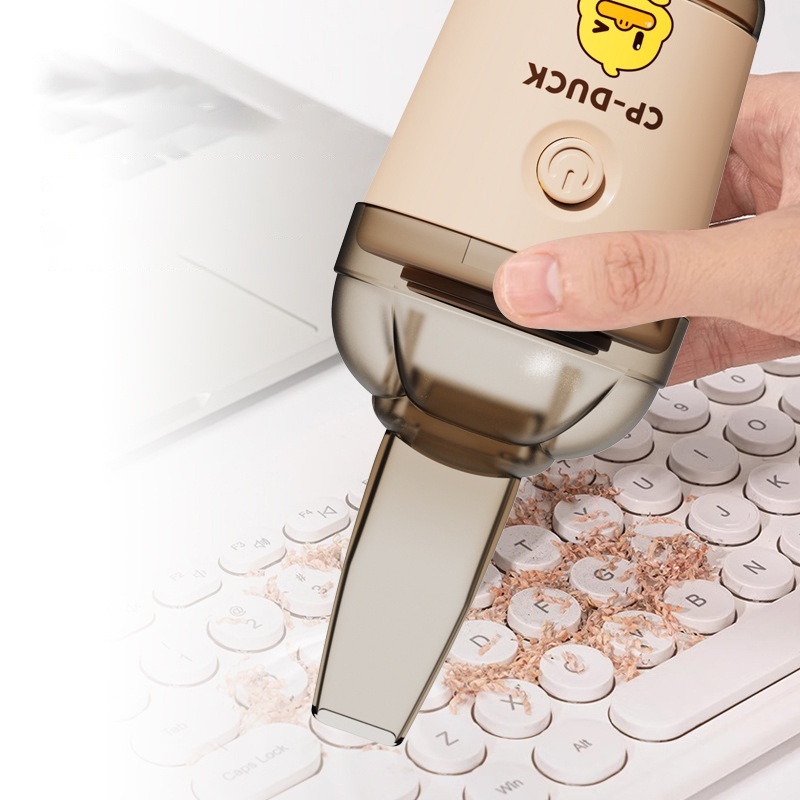 MVP3575 Máy hút bụi mini cầm tay không dây hình chú Vịt Vàng kèm 2 đầu hút thay thế