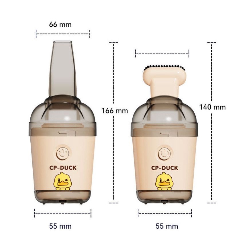 MVP3575 Máy hút bụi mini cầm tay không dây hình chú Vịt Vàng kèm 2 đầu hút thay thế