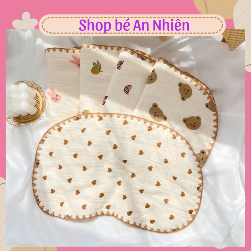 Gối lót đầu sơ sinh vải xô muslin mỏng 10 lớp