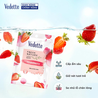 Mặt nạ giấy thiên nhiên Vedette Dâu 22ml - Cấp ẩm sau, Giữ nét tươi trẻ & Se nhỏ lỗ chân lông