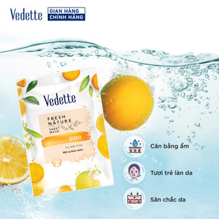 Mặt nạ giấy thiên nhiên Vedette Yuzu 22ml - Cân bằng ẩm, Tưởi trẻ làn da & Săn chắc da