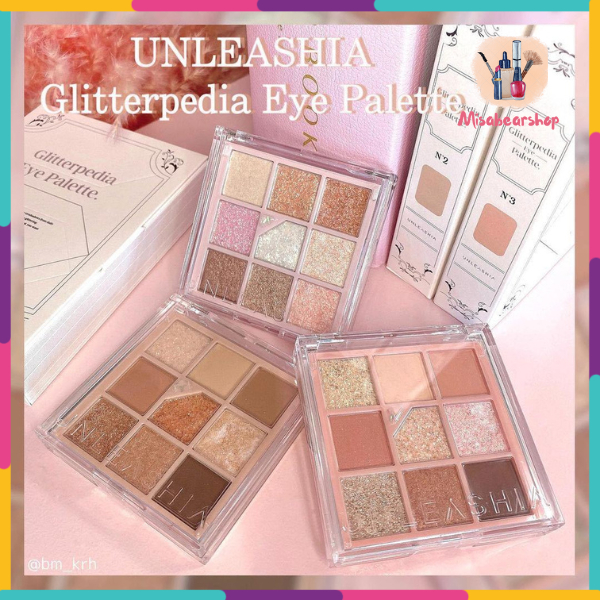 Bảng Phấn Mắt 9 Ô Unleashia Glitterpedia Eye Palette 01 02 03 04 05 06 07 All of Glitter Brown Coralpink Lavender Fog