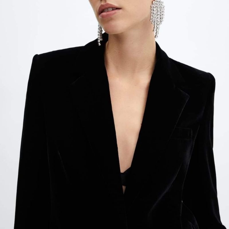 Áo blazer velvet nhung mango chính hãng