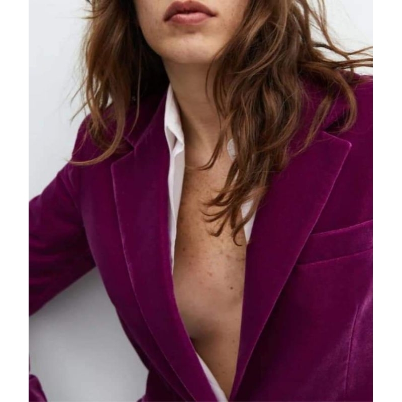 Áo blazer velvet nhung mango chính hãng