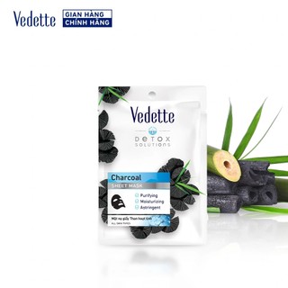 Mặt nạ giấy Than Hoạt Tính Vedette 22ml – Thanh lọc da sạch sâu, Da ẩm & Sáng Khỏe