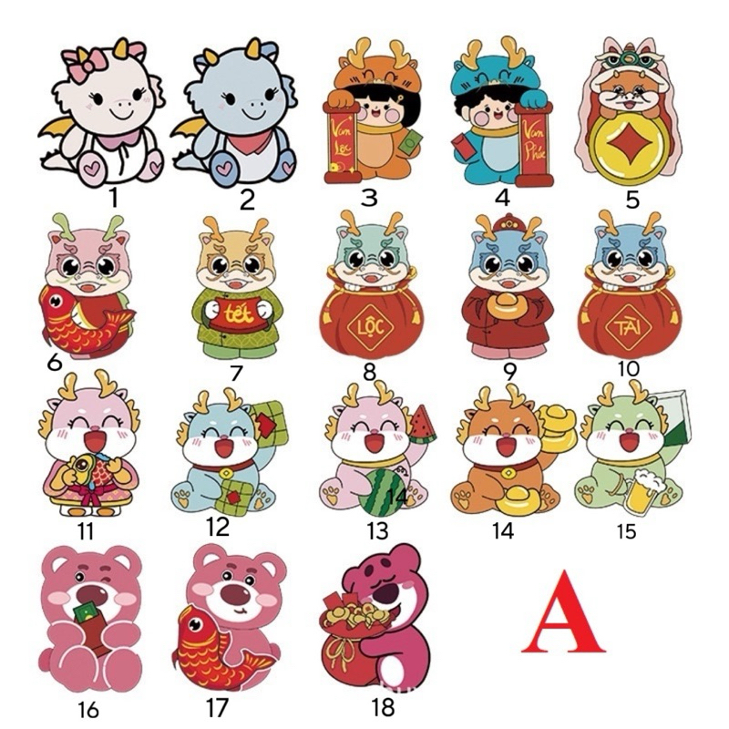 Set 100 Bao Lì Xì Chibi 3D Chọn Mẫu Mới Hot Trend