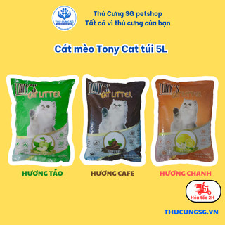 Cát vệ sinh mèo Tony Cat Litter bao 5L(hạt to siêu vón,ít bụi)