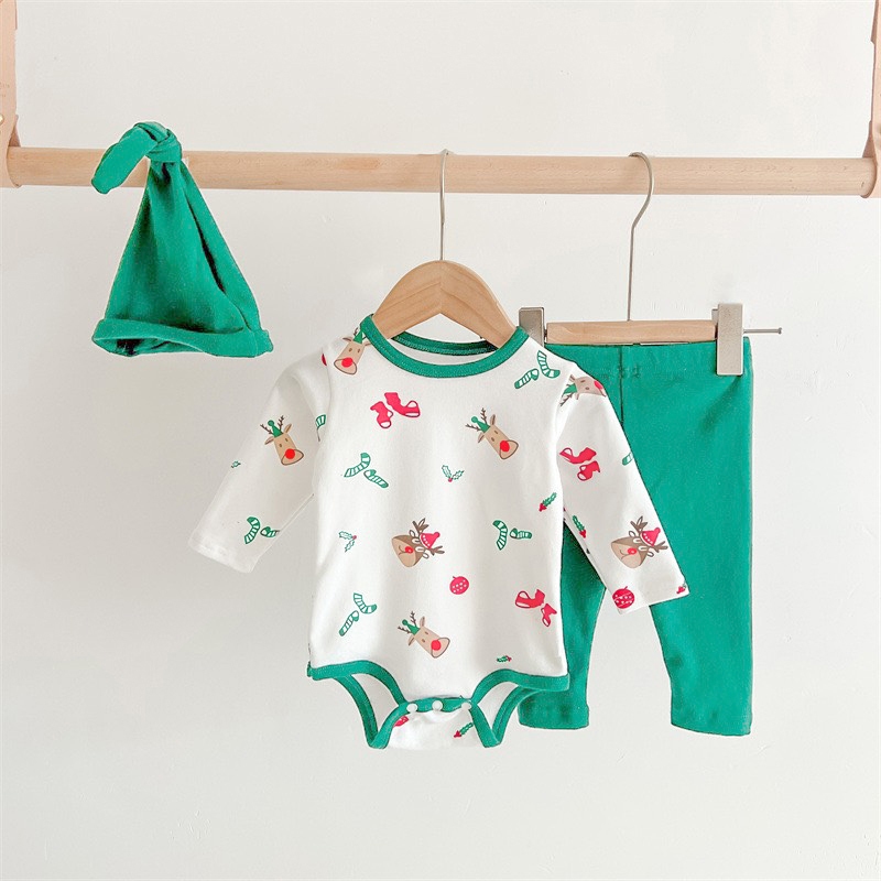 Body suit Noel tặng kèm mũ và quần cho bé trai bé gái Hokiha Kid  size 5-13kg TE93