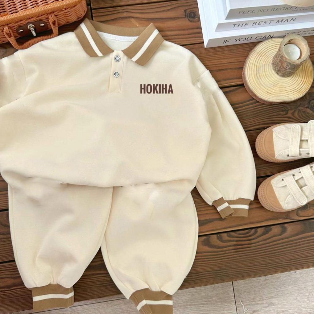 TE439- Bộ áo + quần chất da cá Hokiha Kids thu đông cho bé trai bé gái chất da cá mềm mịn từ 8-17kg