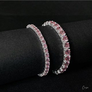 [Full-Size] Lắc tay Tennis Bạc 925 đính đá Cubic Zirconia [Hồng] nam, nữ by TIEMTRANGSUCCARI