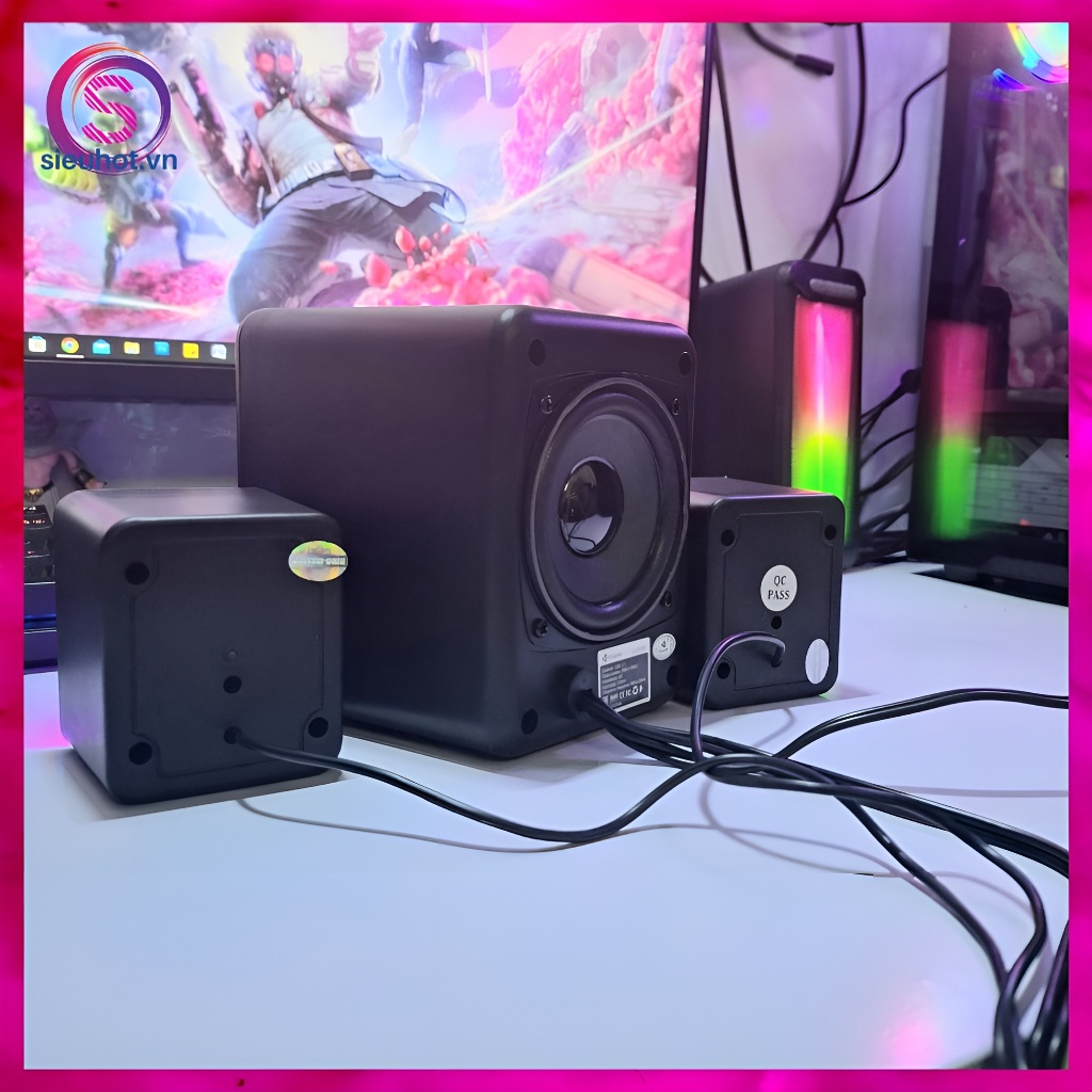Loa Vi Tính 2.1 KISONLI U3100 Mini Led RGB Có Dây Loa Máy Tính Nghe Nhạc Để Bàn Gaming Pc Laptop Bass Mạnh