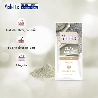 Mặt nạ đất sét Vedette Bùn Non 12g - Hút dầu thừa, Cặn bẩn, Se khít lỗ chân lông & Sáng da