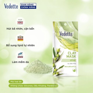 Mặt nạ đất sét Vedette Olive 12g - Hút bã nhờn, Cặn bẩn, Bổ sung lipid tự nhiên & Làm mền da