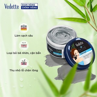Mặt nạ đất sét Vedette Than Hoạt Tính 145g - Làm sạch sâu, Loại bỏ bã nhờn, Cặn bẩn & Thu nhỏ lỗ chân lông