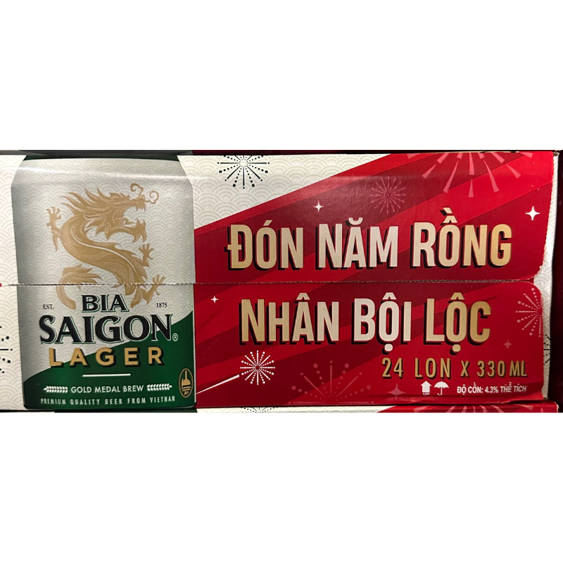 (HOẢ TỐC quận 5 )Thùng 24lon bia Sài Gòn lager mẫu Xuân 2024