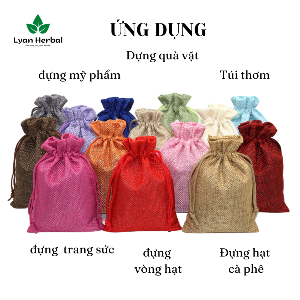 Túi vải bố dây rút nhiều màu, túi vải đai làm túi thơm đựng hạt cà phê túi đựng trang sức túi vải nhỏ