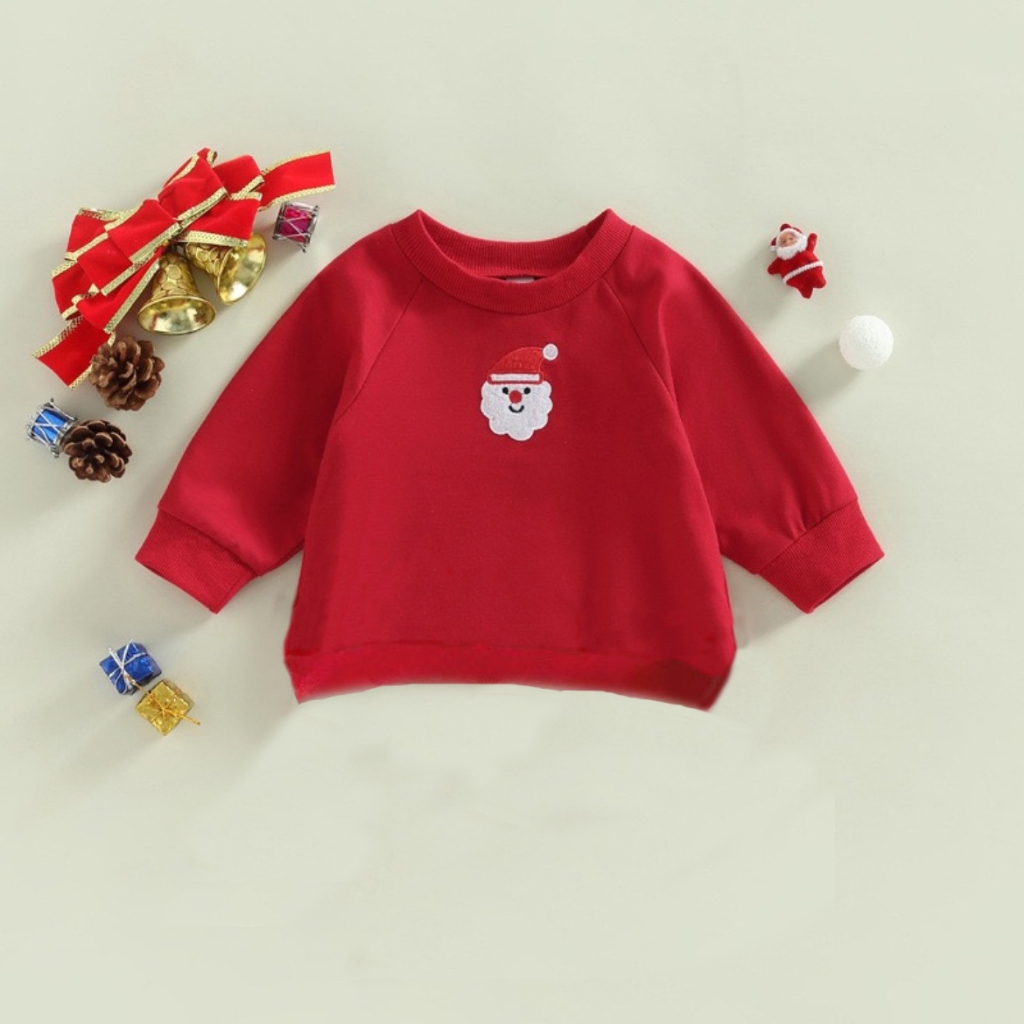TE447- Áo sweater chất nỉ bông không xù cho bé Hokiha Kids hình thêu giáng sinh đáng yêu size 8-16kg