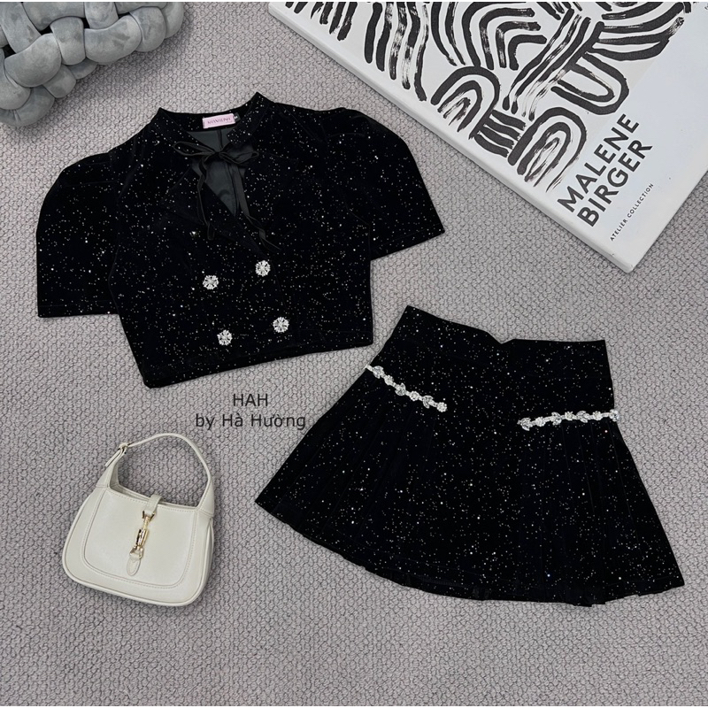 Set váy dạ đá biling phối đá cực sang