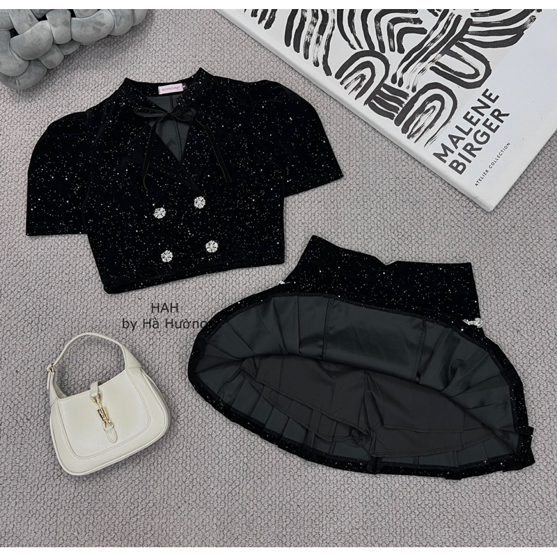 Set váy dạ đá biling phối đá cực sang