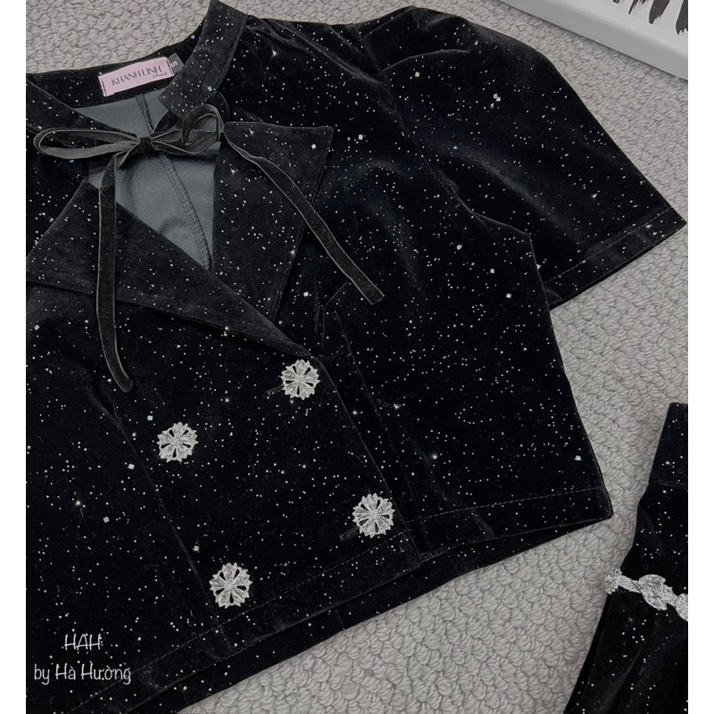 Set váy dạ đá biling phối đá cực sang