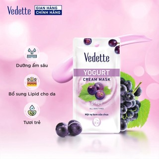 Mặt nạ kem sữa chua Vedette Nho 10ml - Dưỡng ẩm sâu, Bổ sung lipid cho da & Tươi trẻ