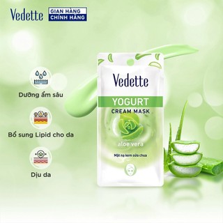 Mặt nạ kem sữa chua Vedette Nha Đam 10ml - Dưỡng ẩm sâu, Bổ sung lipid cho da & Dịu da