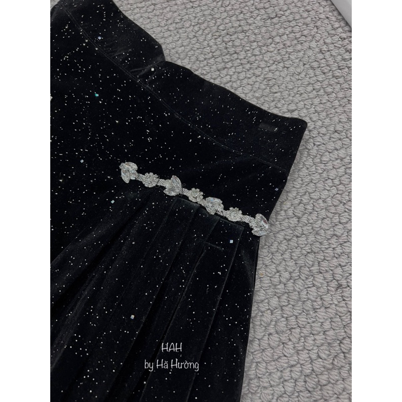 Set váy dạ đá biling phối đá cực sang