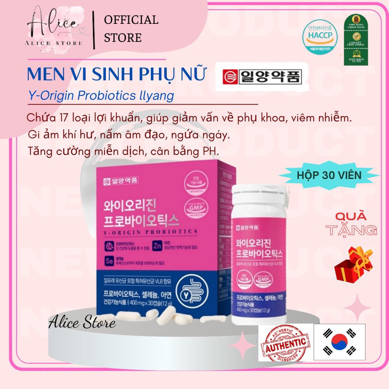 Men Vi Sinh Phụ Nữ Y-Origin Probiotics Ilyang Hàn Quốc- Chăm Sóc Vùng Kín, Lợi Khuẩn, Tăng Sức Đề Kháng