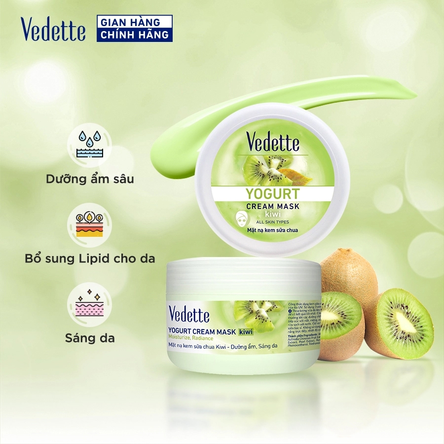 Mặt nạ kem sữa chua Vedette các loại 120ml - Dưỡng ẩm sâu, Bổ sung lipid cho da & Sáng da