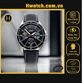 Đồng hồ nam casio pin mtp-1374l-1avdf dây da đen vỏ thép không gỉ mặt đen