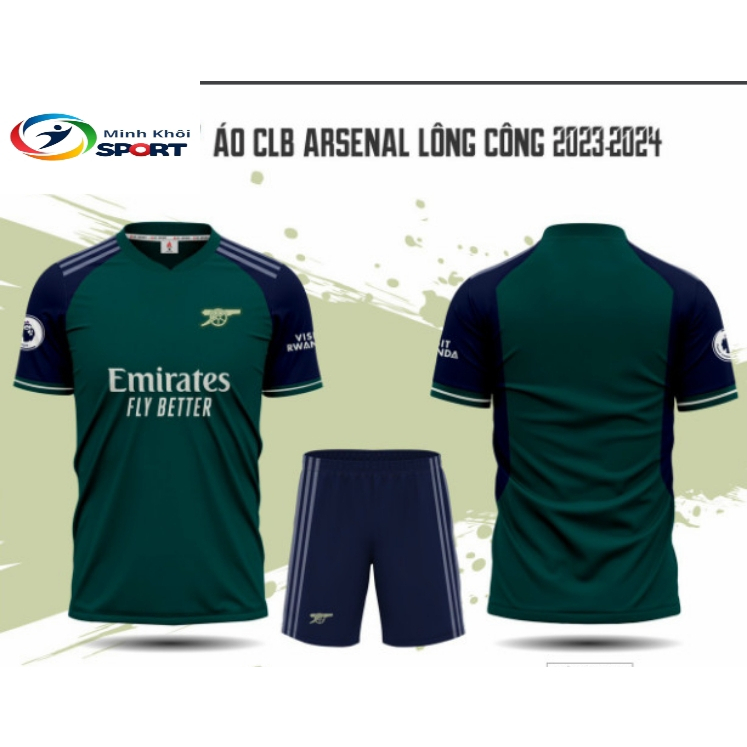 Bộ Quần Áo Đá Banh CLB Arsenal Màu Xanh Rêu