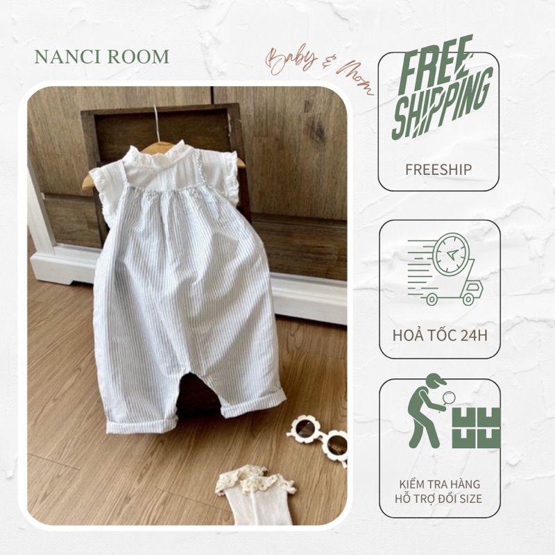 Áo + yếm sọc xám nhạt em bé Nanci room