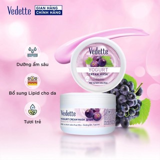 Mặt nạ kem sữa chua Vedette Nho 120ml - Dưỡng ẩm sâu, Bổ sung lipid cho da & Tươi trẻ