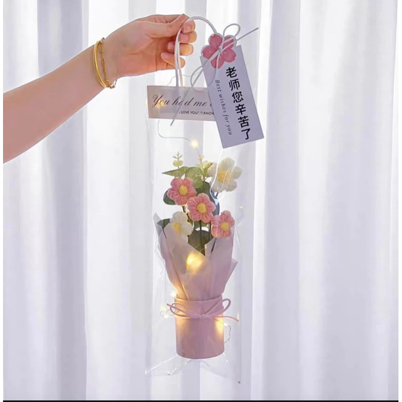 Giỏ Hoa Len Tặng Kèm Đèn Led+ Túi Quà Tặng Baostore