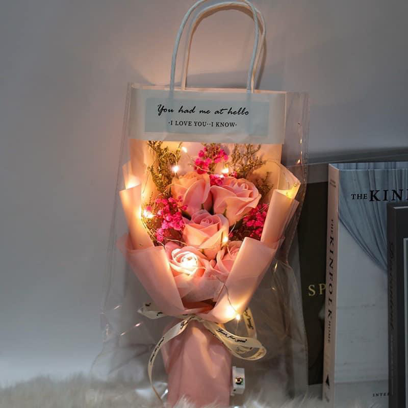 Giỏ Hoa Len Tặng Kèm Đèn Led+ Túi Quà Tặng Baostore