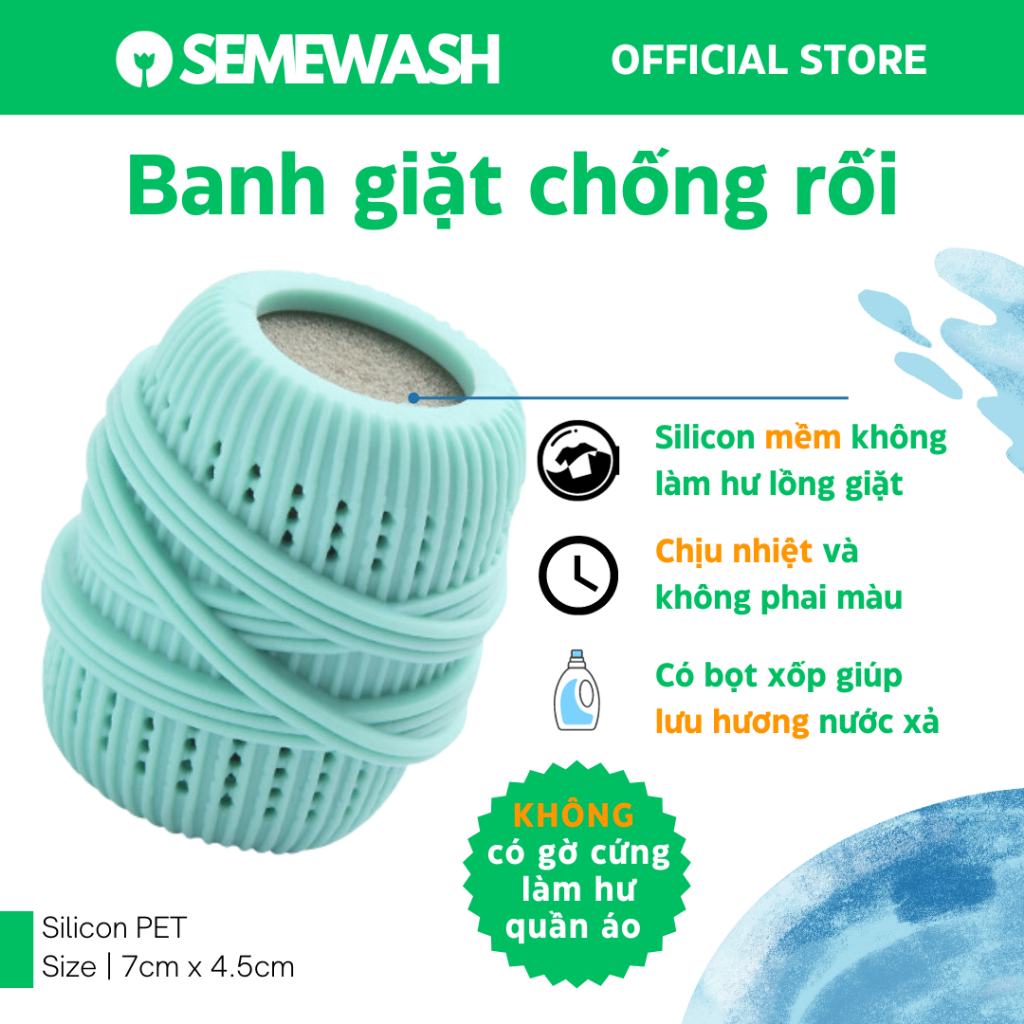 Banh giặt chống rối Magic Ball ma thuật bóng giặt quần áo thông minh làm sạch Semewash