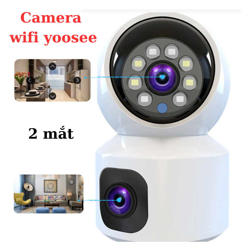 Camera WIFI Yoosee 2 mắt 5.0MP, Quay đêm có màu, Siêu nét Góc Rộng, Đàm thoại, Xoay 355° - Hàng Chính Hãng ACK