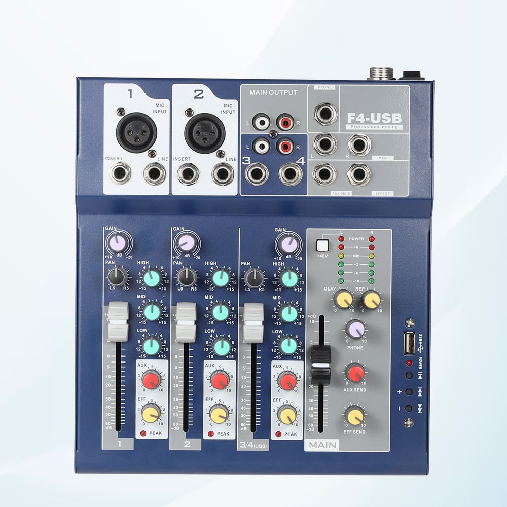 Mixer Yamaha F4-USB, Kết Nối Bluetooth, USB, Giúp Nâng Cấp Âm Thanh Loa Công Suất, Ampli, Loa Kéo Để Hát Karaoke
