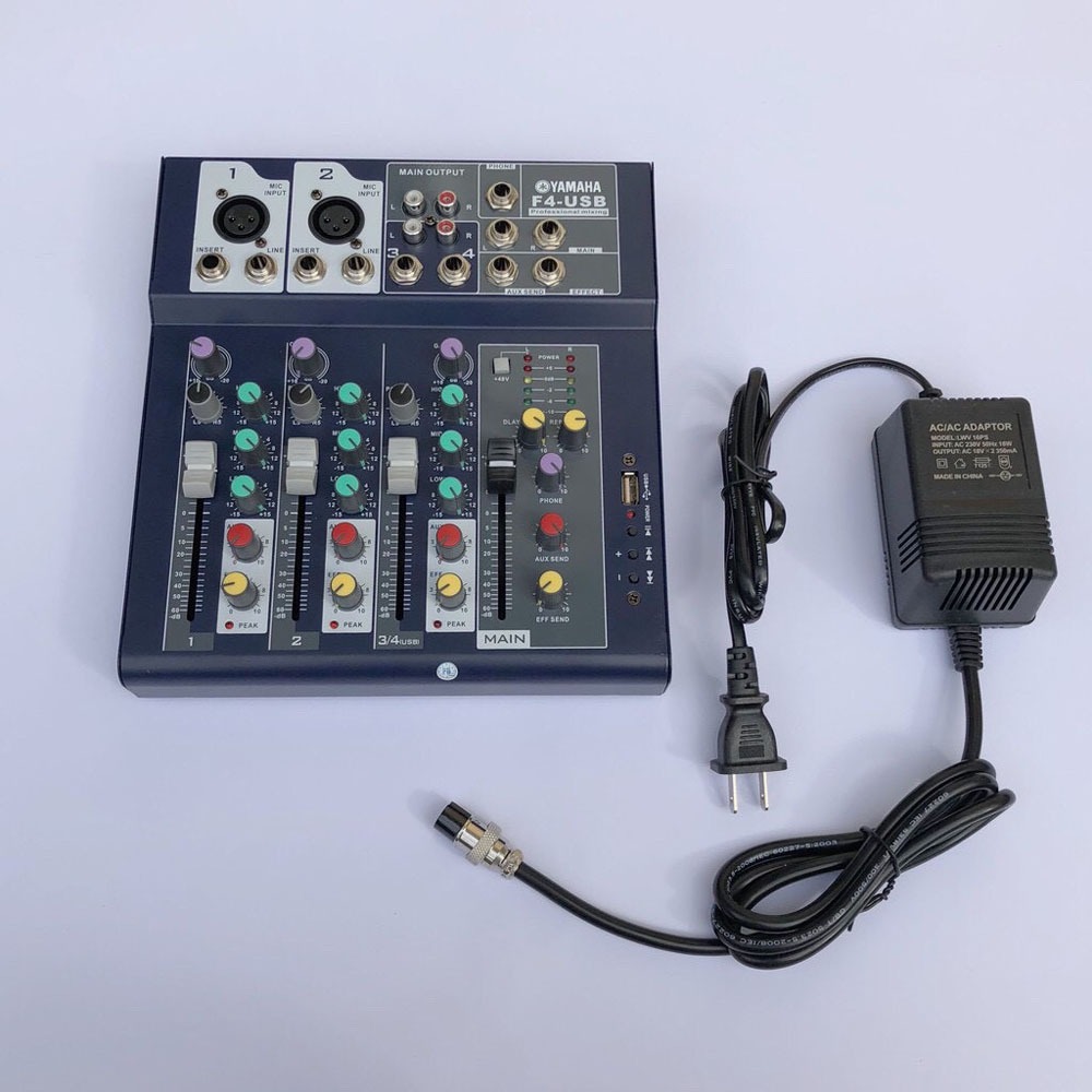 Mixer Yamaha F4-USB, Kết Nối Bluetooth, USB, Giúp Nâng Cấp Âm Thanh Loa Công Suất, Ampli, Loa Kéo Để Hát Karaoke