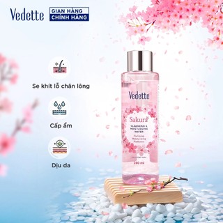 Toner nước hoa hồng Vedette hương Hoa Anh Đào 280ml - Se khít lỗ chân lông, Cấp ẩm & Dịu da