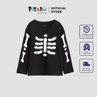 Áo thun dài tay bé trai bé gái Pisaro Kids chủ đề halloween vải cotton mềm mịn, áo phông thu đông cho bé