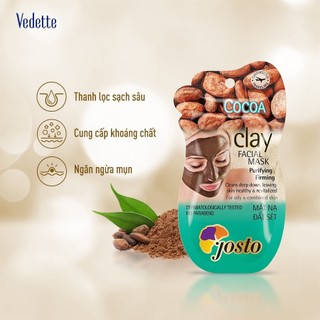 Mặt nạ đất sét Josto Bùn Non 15ml - Thanh lọc sạch sâu, Cung cấp khoáng chất & Ngăn ngừa mụn