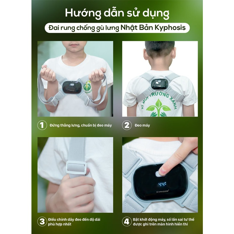 Đai chống gù lưng cảm biến báo rung, đếm số lần sai tư thế, Bảo hành chính hãng ACK