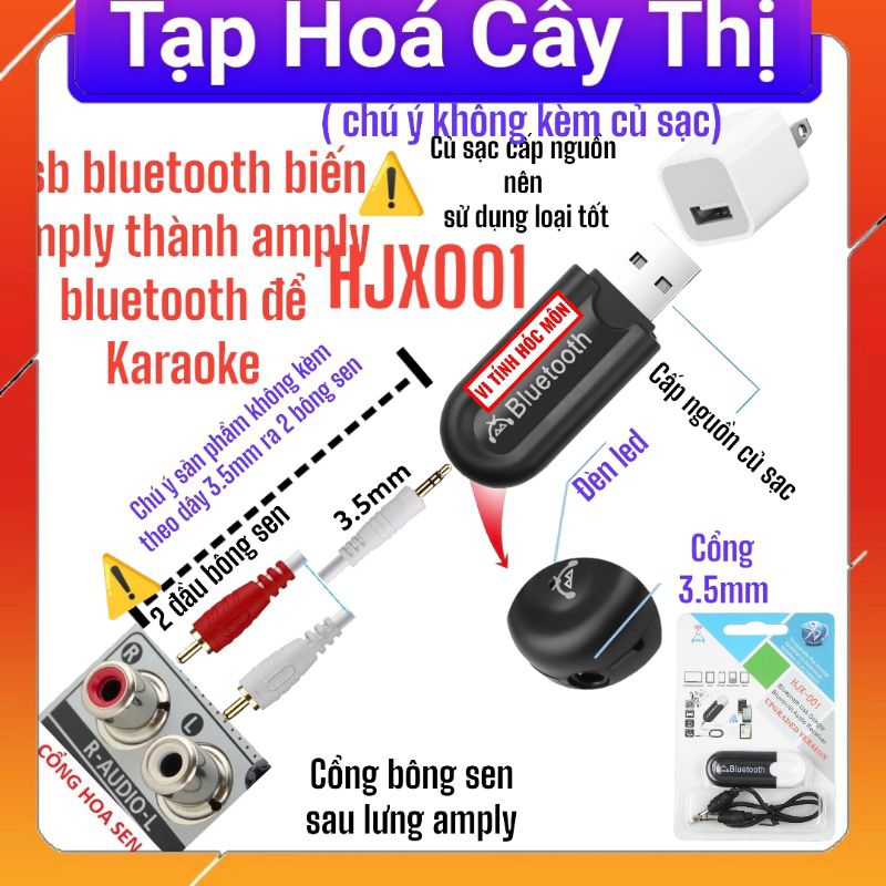 Usb bluetooth hjx 001 cho loa và amply biến loa amply thì bluetooth giúp karaoke tạp hóa cây thị