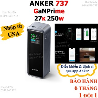 Pin sạc dự phòng Anker Prime 737 250W A1340 27650mAh, màn hình LED, 2C 1A
