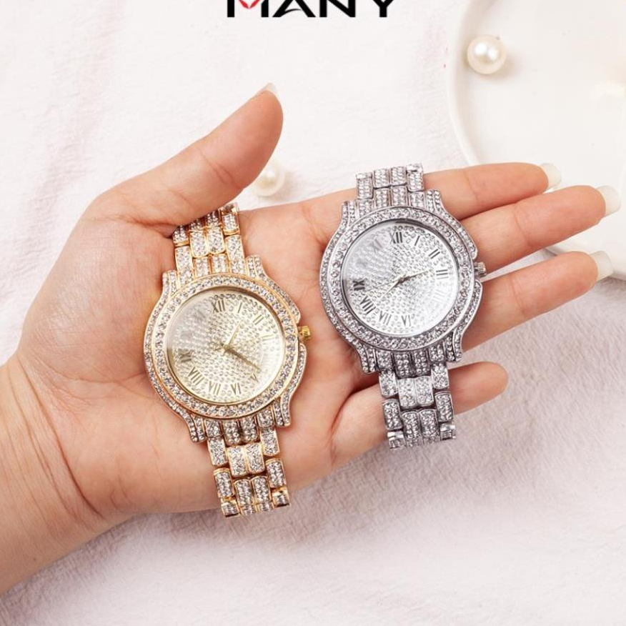 Đồng hồ nam mặt tròn to La Mã, mặt kính dày chịu lực tốt - Đồng hồ đeo tay nam đính full đá | BigBuy360 - bigbuy360.vn